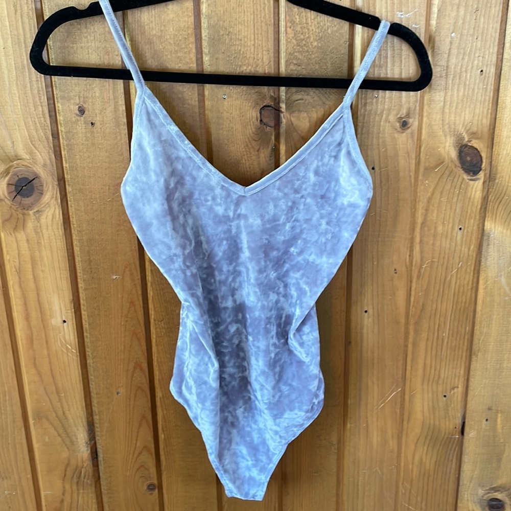 Gray/silver Velvet Express Bodysuit